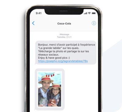 Exemple de la personnalisation des messages emails et SMS envoyés depuis le photobooth